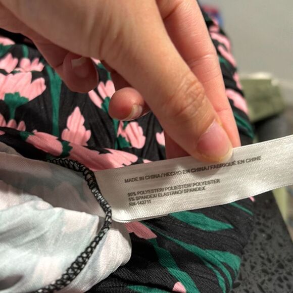 Eloquii Black Pink Floral Easy Tie Front Midi Dress Size 26/28 - Picture 6 of 8